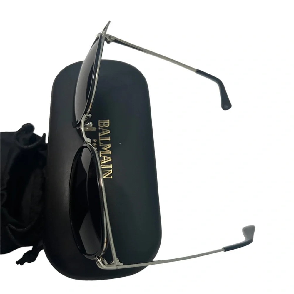 Balmain Paris Oversize Black Metal Sunglasses